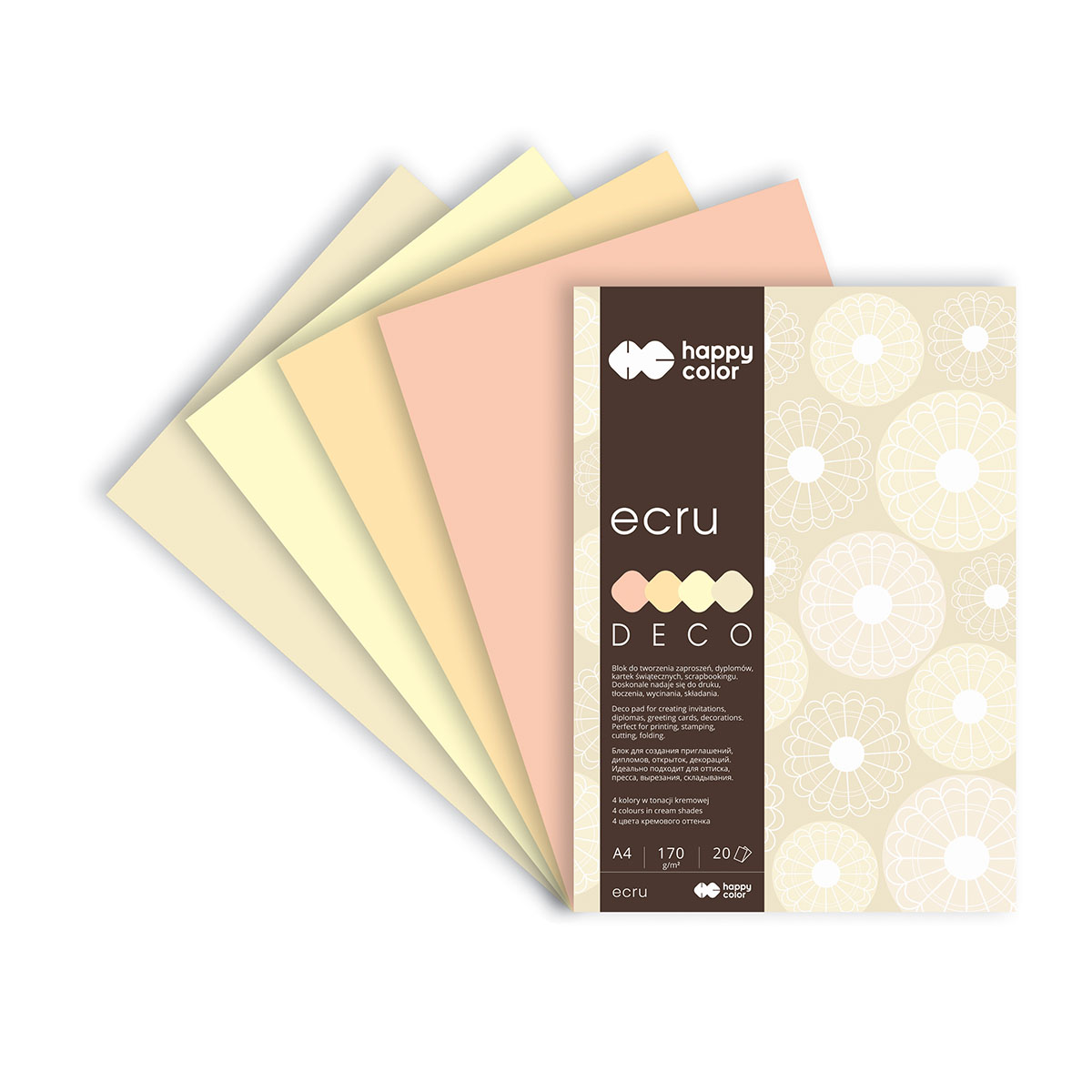 Blok z papierem barwionym DECO ECRU A4/170g 4kol 20k HA 3717 2030-092